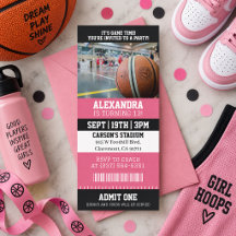Rosa Biljett till Basket Birthday Party