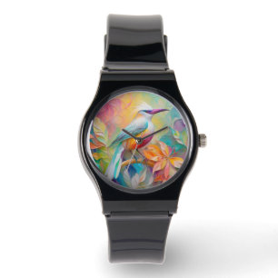 Rosa Billed Red Brested Fantasy Bird Armbandsur