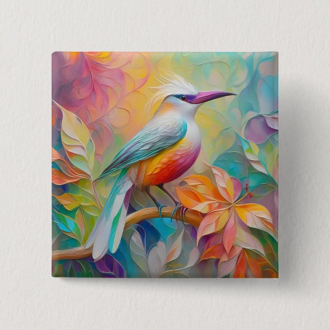 Rosa Billed Red Brested Fantasy Bird Knapp (Framsida)