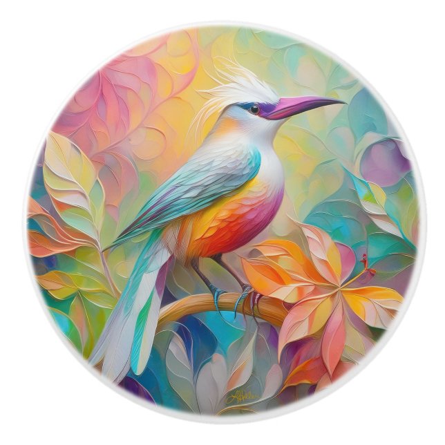 Rosa Billed Red Brested Fantasy Bird Knopp (Framsidan)