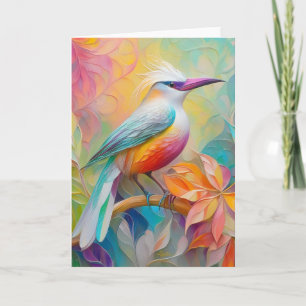 Rosa Billed Red Brested Fantasy Bird Kort