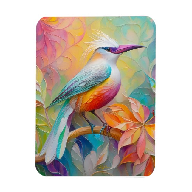 Rosa Billed Red Brested Fantasy Bird Magnet (Vertikal)