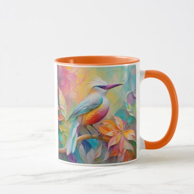 Rosa Billed Red Brested Fantasy Bird Mugg (Höger)