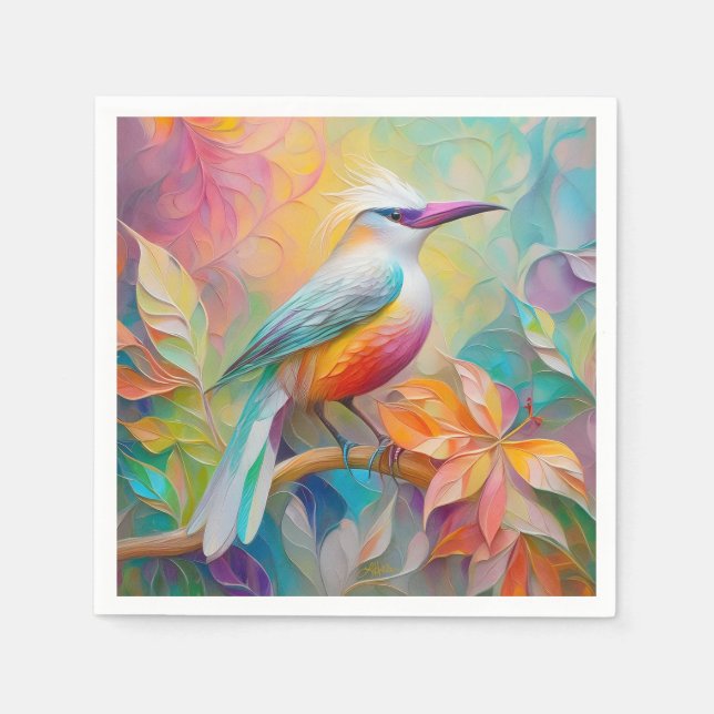 Rosa Billed Red Brested Fantasy Bird Pappersservett (Framsidan)