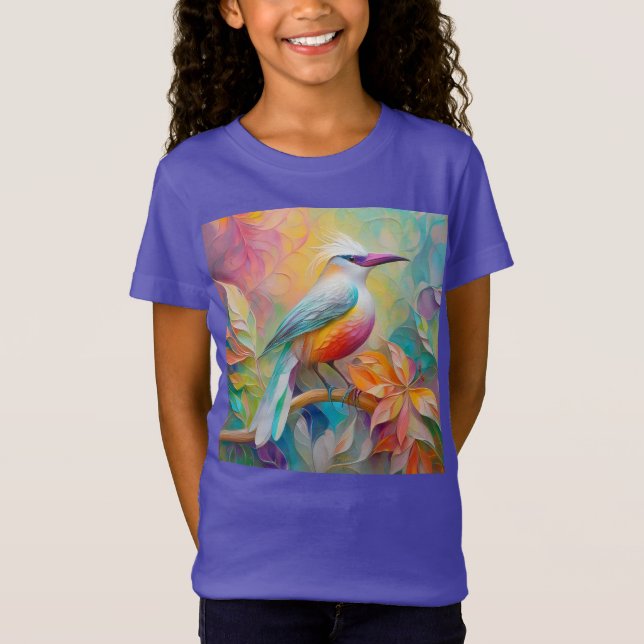 Rosa Billed Red Brested Fantasy Bird T Shirt (Framsida)