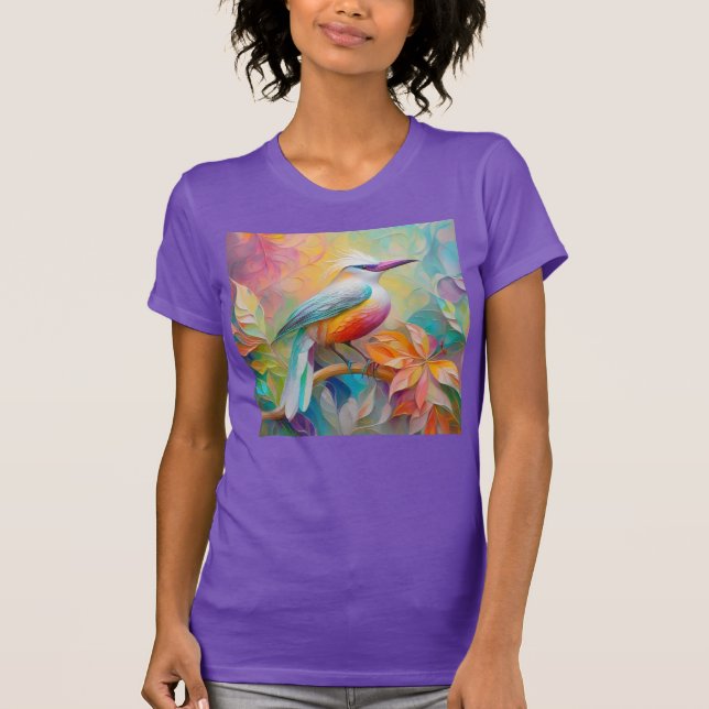 Rosa Billed Red Brested Fantasy Bird T Shirt (Framsida)