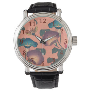 Rosa binbloms klassiska Hokusai-konst Armbandsur