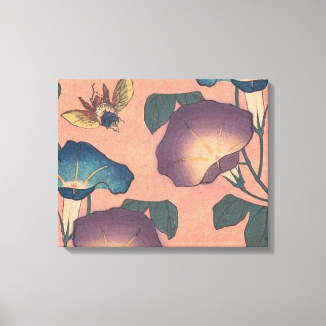 Rosa binbloms klassiska Hokusai-konst Canvastryck (Framsida)