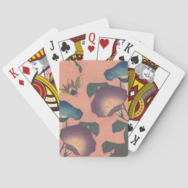 Rosa binbloms klassiska Hokusai-konst Casinokort (Baksidan)