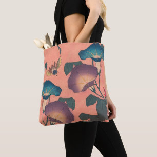 Rosa binbloms klassiska Hokusai-konst Tygkasse