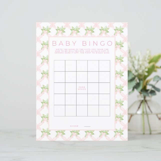 Rosa Bingo Baby Shower Game Papprare Lakan (Stående Fram)
