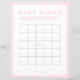 Rosa Bingo Baby Shower Spel Pappersark