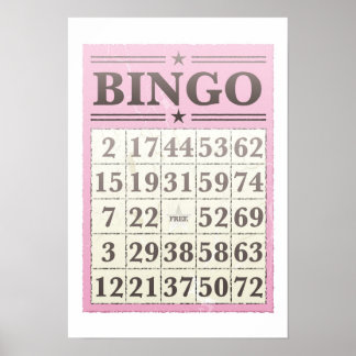 Rosa Bingo-poängkort Poster