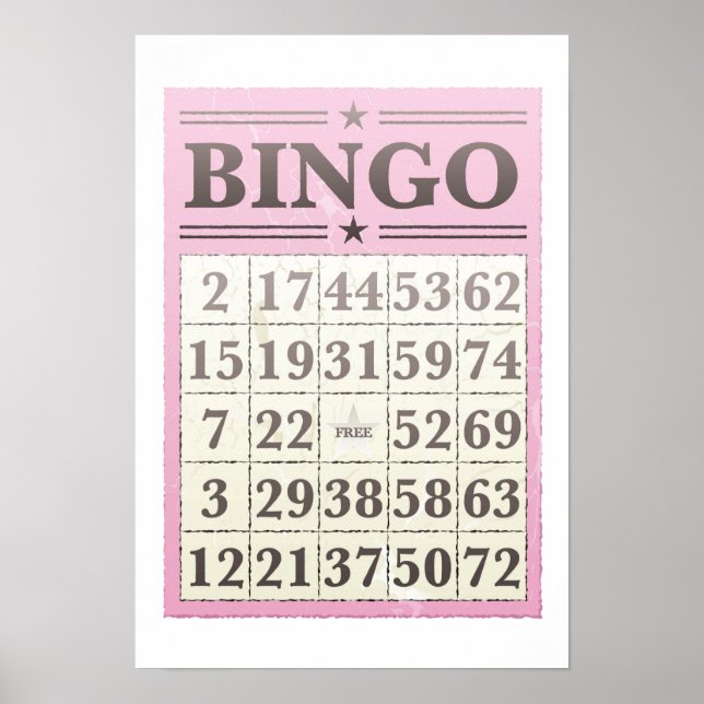 Rosa Bingo-poängkort Poster (Framsidan)