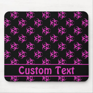 Rosa Biohazard Mousepad w/ Anpassningsbar Text Musmatta