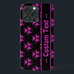 Rosa Biohazard w/ Anpassningsbar Text<br><div class="desc">Symbolens telefonfodral i rosa och svart med redigerbar text fält.</div>