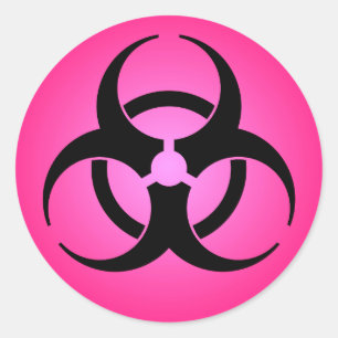 Rosa Biohazardsymbol Runt Klistermärke
