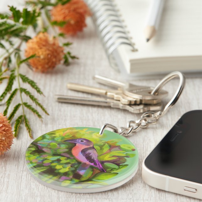 Rosa bird Acrylic Keychain (Högra Framsidan)