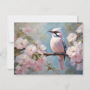 Rosa Bird and Cherry Blommar Flowers Vykort