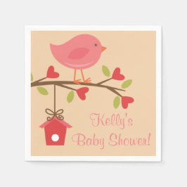 Rosa Bird Baby Shower Napkins Pappersservett