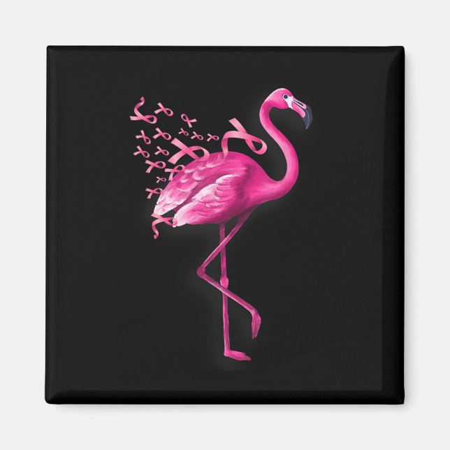 Rosa Bird Flamingo Breast Cancer Awareness Magnet (Framsidan)