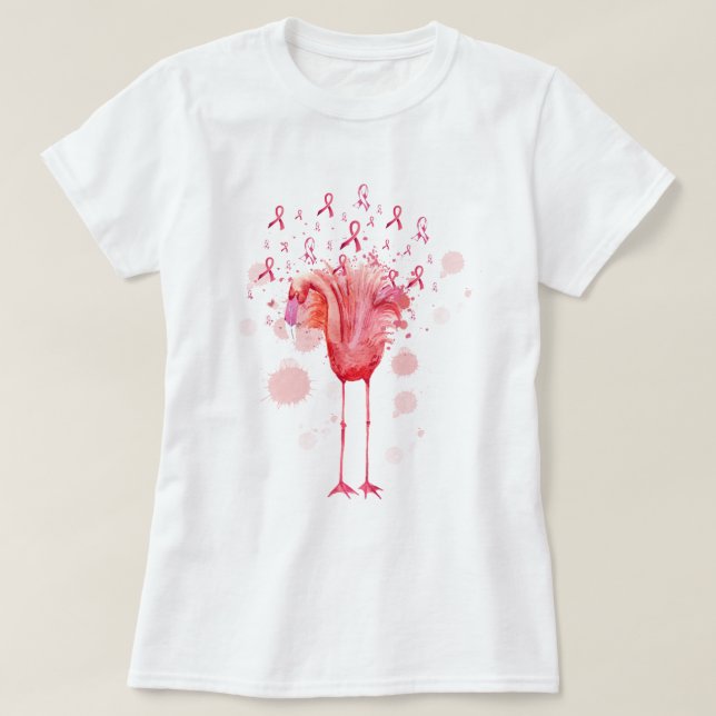 Rosa Bird Flamingo Breast Cancer Awareness T Shirt (Design framsida)