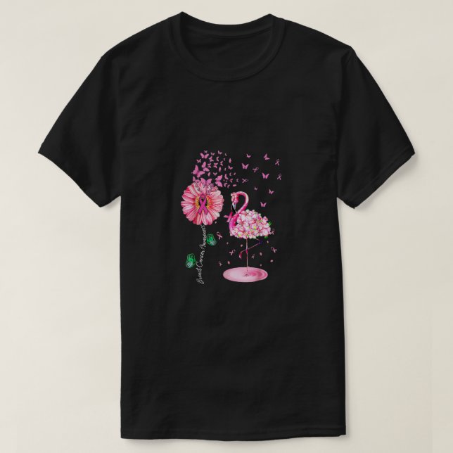 Rosa Bird Flamingo Breast Cancer Awareness Womens T Shirt (Design framsida)