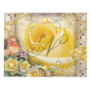 Rosa Bird Gul ros Botanical Guld Pearl Journal Anteckningsblock