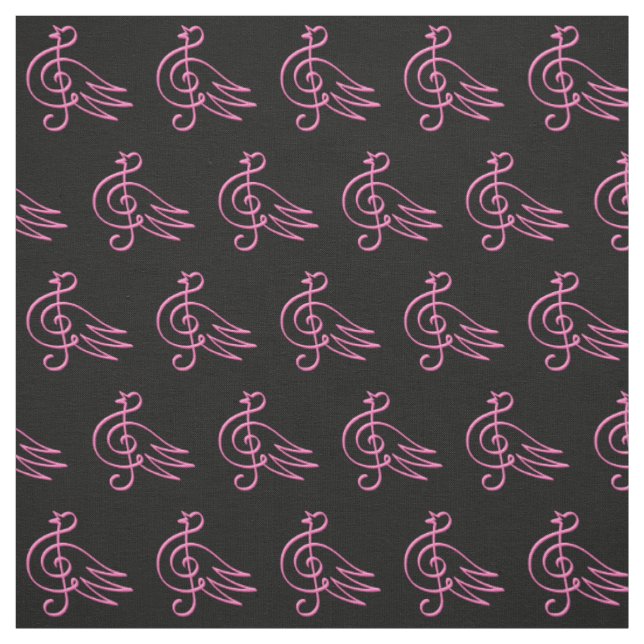 Rosa Bird Music Mönster Tyg (Provkarta)