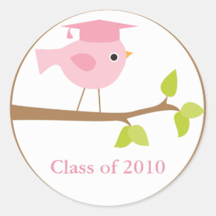 Rosa Bird Studenten Runt Klistermärke