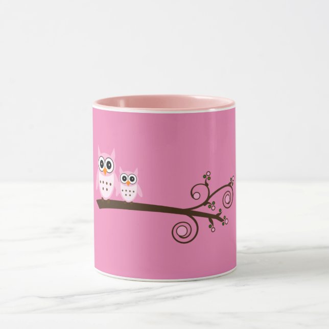 Rosa Birds Theme Uggla Mugg (Center)