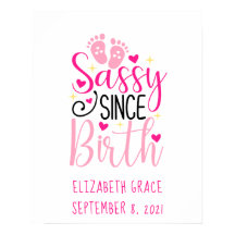 Rosa Birth Stats Baby Footprint Sassy sedan födsel