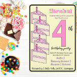 Rosa Birthday Cake 4e födelsedagen Party Kids Inbjudningar<br><div class="desc">Skylar Jenkins originalverk. Vem vill inte ha födelsedagskalas på födelsedagsfesten! Alla barn kan anpassa denna inbjudan till sina bästa 4e födelsedagen party firande. Jag blir fyra år gammal.</div>