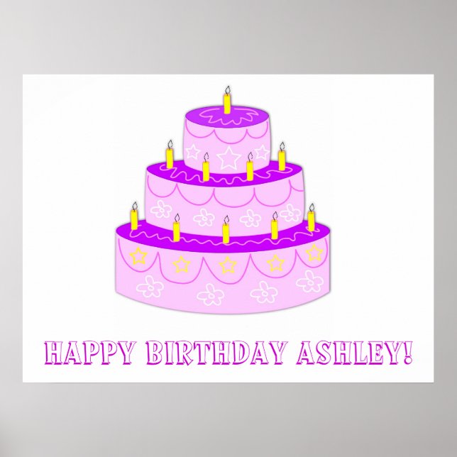Rosa Birthday Cake Birthday Banner Poster (Framsidan)