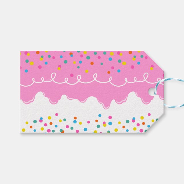 Rosa Birthday Cake Frosting Presentetikett (Framsidan (Horisontell))