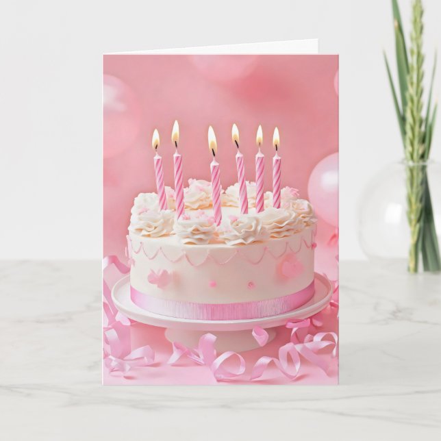 Rosa Birthday Cake Helgkort (Framsida)