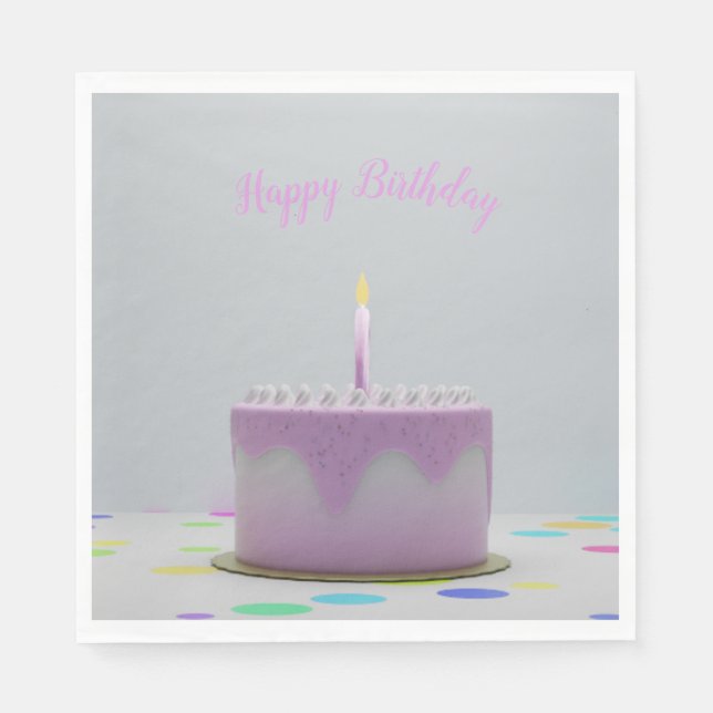 Rosa Birthday Cake Pappersservett (Framsidan)