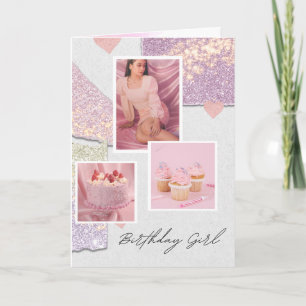 Rosa Birthday Girl Anpassat mappat gratulationskor Kort