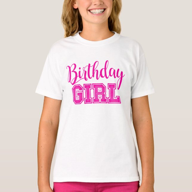 Rosa Birthday Girl T-Shirt (Framsida)