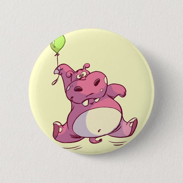 Rosa Birthday Hippo Pin Knapp (Framsida)