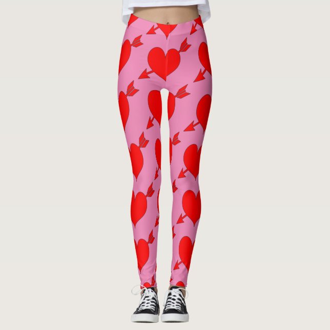 Rosa Birthday Kärlek Red Heart Leggings (Framsida)