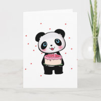 Rosa Birthday Panda Bear med Cake Fläkt Enthusiast