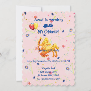 Rosa Birthday Sagittarius Inbjudningar