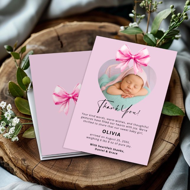 Rosa Birthday Tack för ditt kort med foto (Skapare uppladdad)