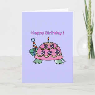 Rosa Birthday Turtle 2 Födelsedag Kort