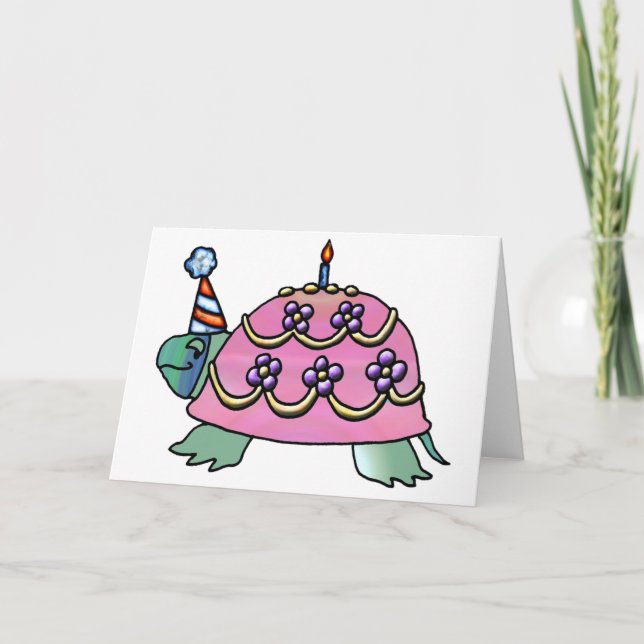 Rosa Birthday Turtle Kort (Framsida)