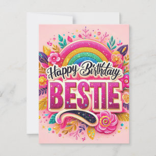 Rosa Birthday-vykort för bästa vänner Vykort