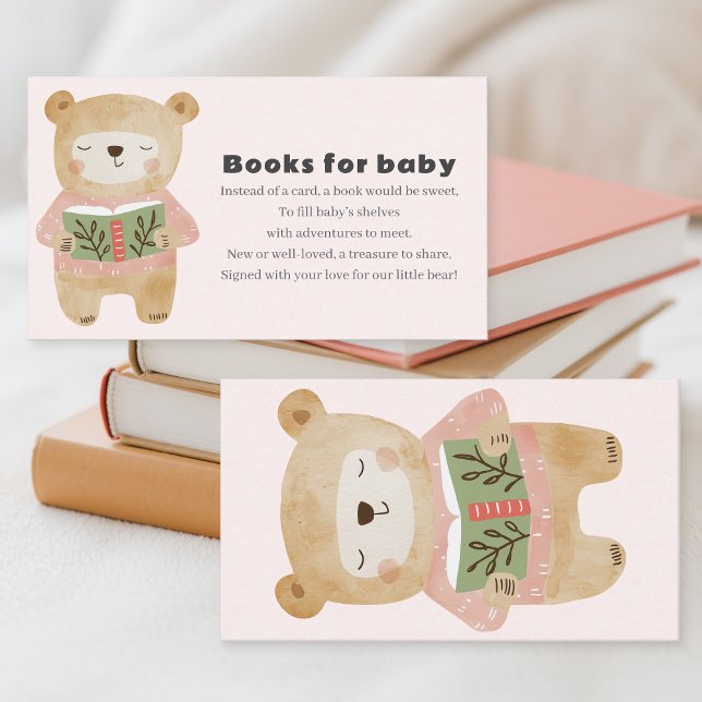 Rosa björn-böcker för bebis önskas tilläggskort (Pink Bear Books for baby Request Enclosure Card.)