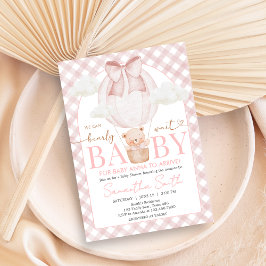 Rosa Björn Knappt Vänta Baby Shower Inbjudningar