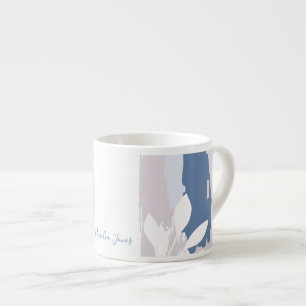 Rosa & Blå Abstrakt Penseldrag Monogramnamn Espressomugg